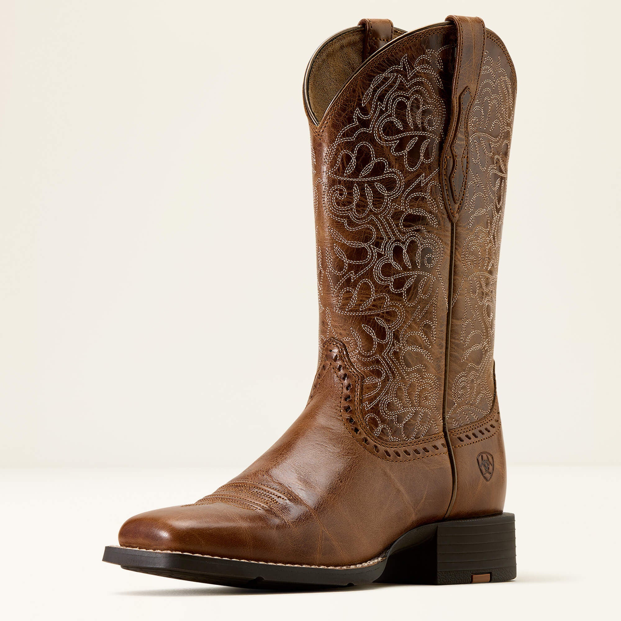 Round Up Remuda Wide Square Toe Western Boot Women - AGED TAN