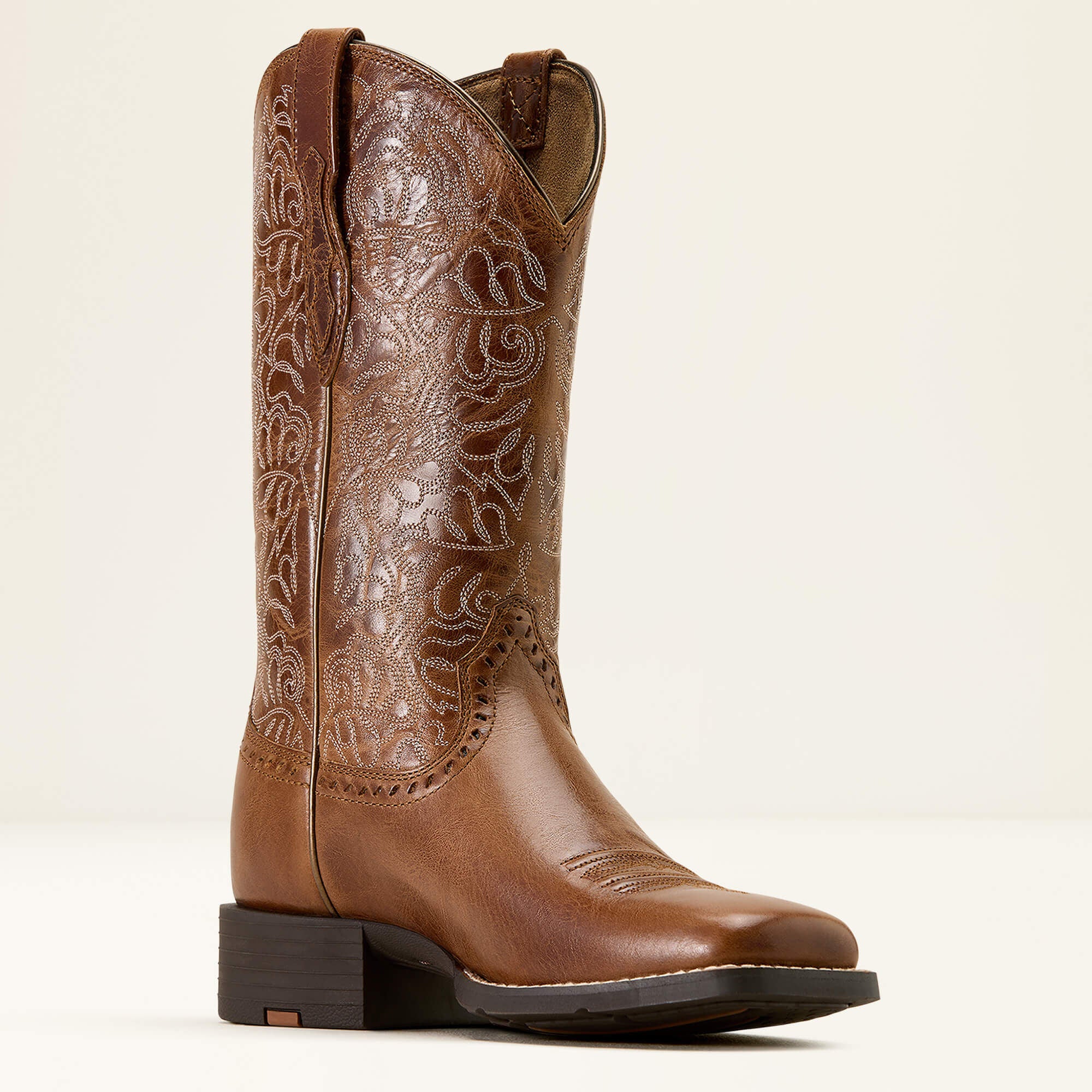 Round Up Remuda Wide Square Toe Western Boot Women - AGED TAN