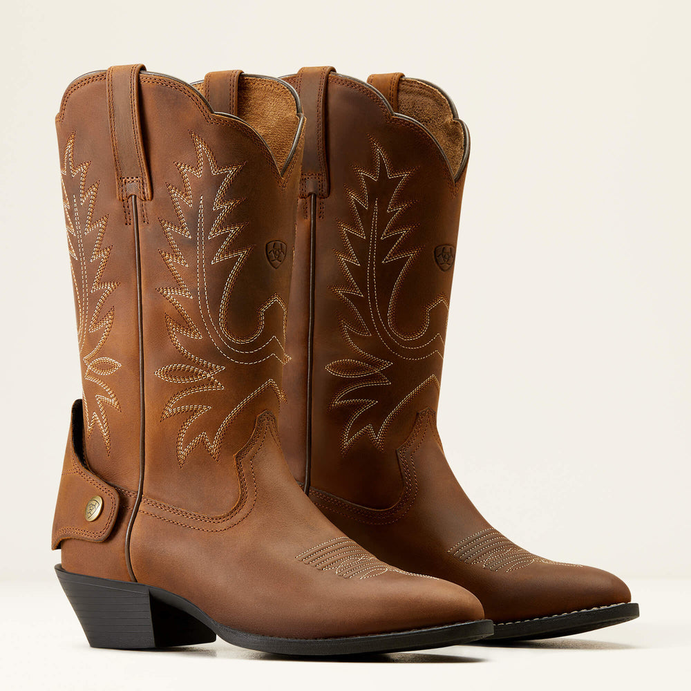 Heritage R Toe EZ Zip Western Boot Women - DISTRESSED BROWN