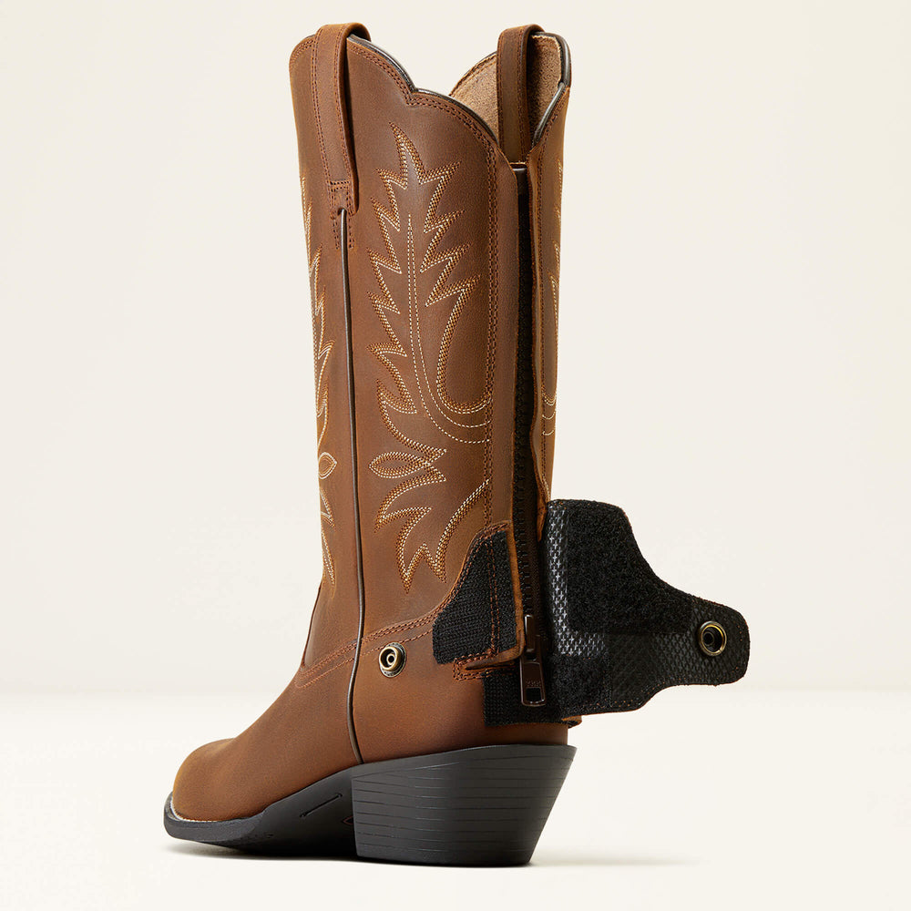 Heritage R Toe EZ Zip Western Boot Women - DISTRESSED BROWN