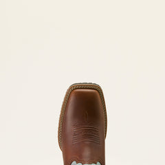 Hybrid Ranchwork Wide Square Toe Western Boot Women - PEANUT/WORN DENIM