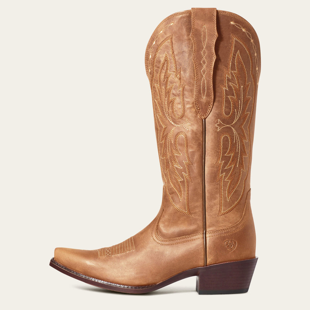 Heritage X Toe Elastic Wide Calf Western Boot Women - DISTRESSED BROWN