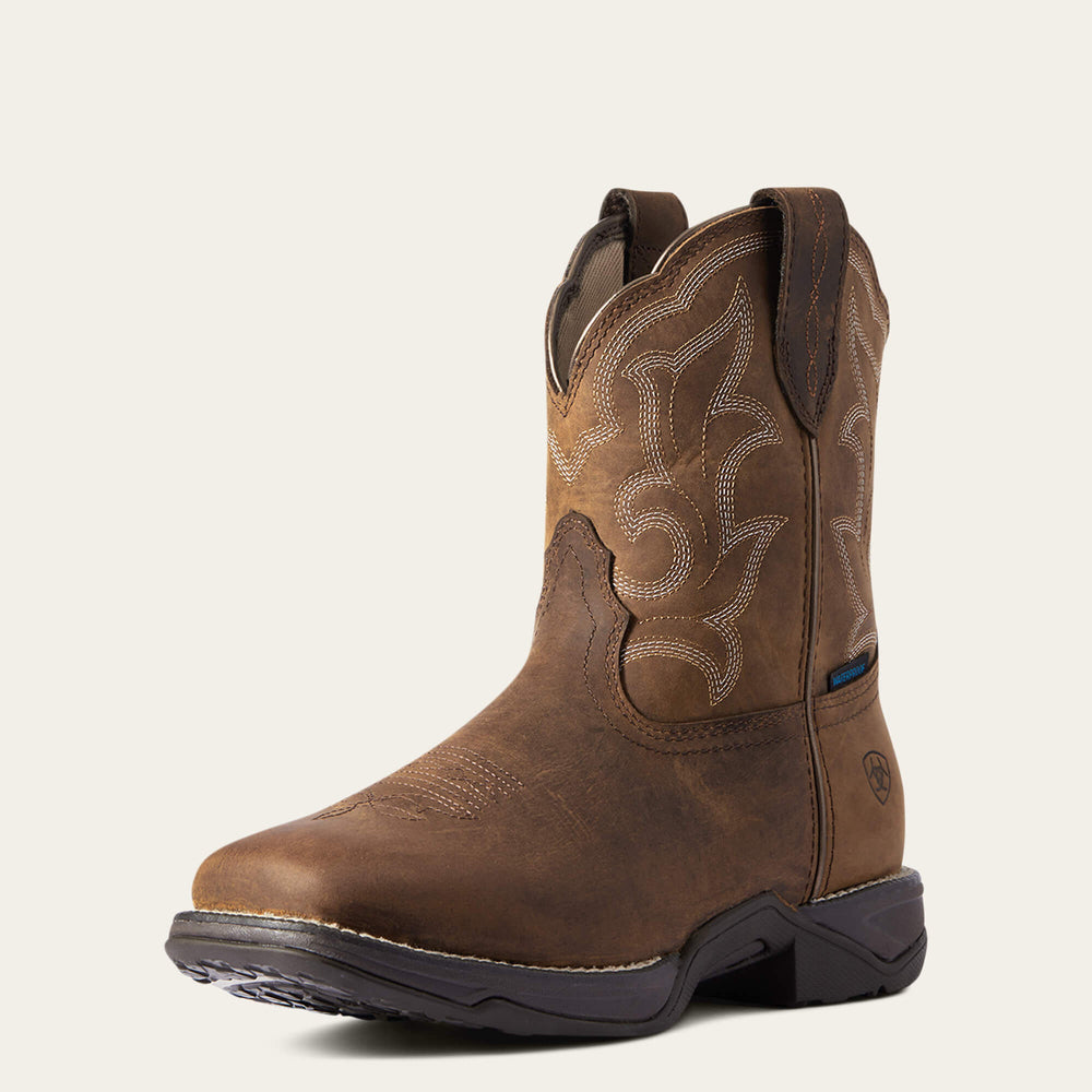 Anthem Shortie II Waterproof Square Toe Western Boot Women - DISTRESSED BROWN