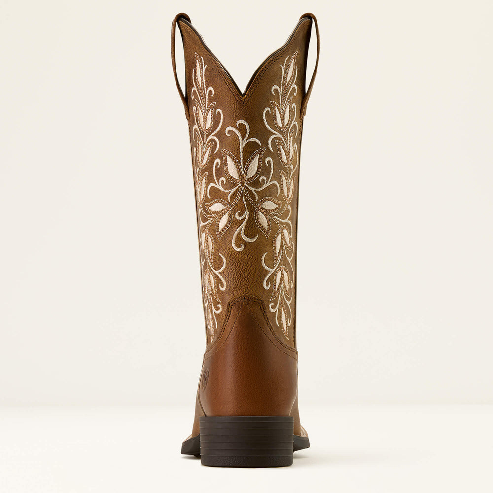 Round Up Holly Wide Square Toe Western Boot Women - PEARL