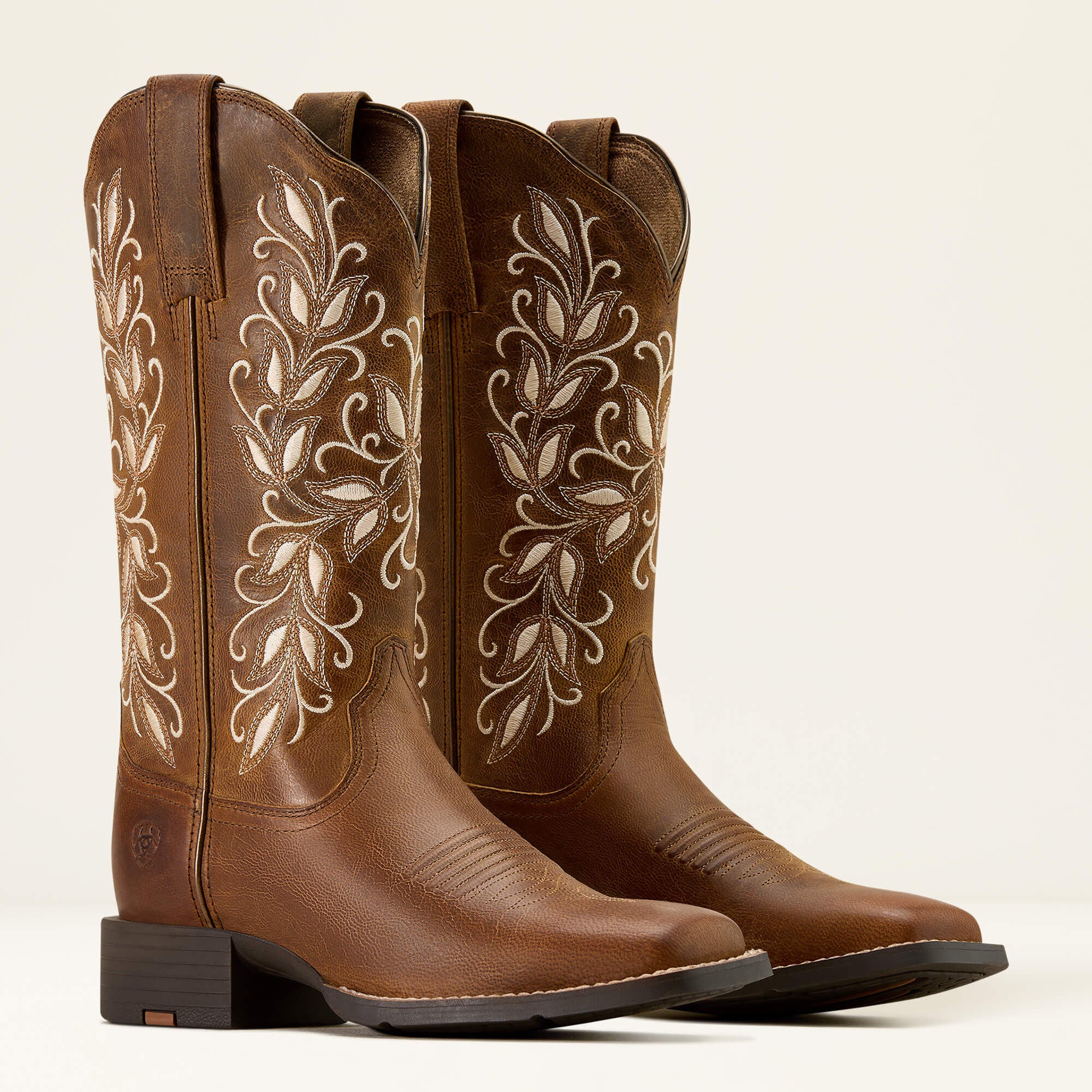 Round Up Holly Wide Square Toe Western Boot Women - PEARL