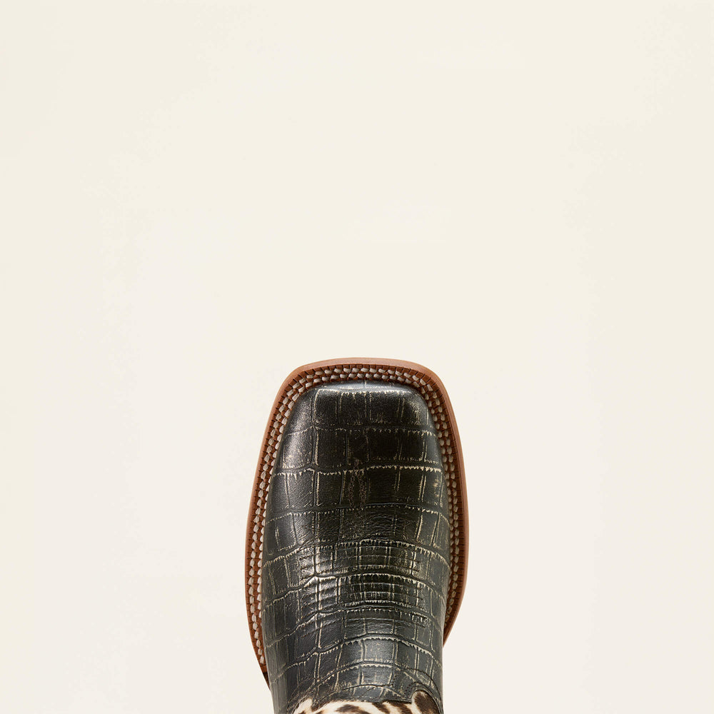 Frontier Farrah Wide Square Toe Western Boot Women - MIDNIGHT CROC PRINT/GILDED LEOPARD HAIR ON