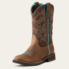 Delilah Round Toe Western Boot Women - DISTRESSED BROWN