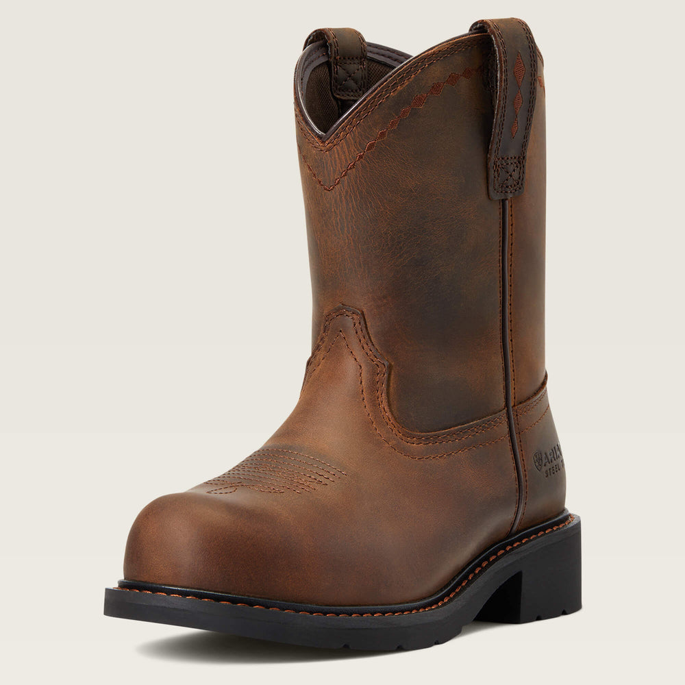 Fatbaby Work Pull-On Steel Toe Work Boot Women - DISTRESSED BROWN