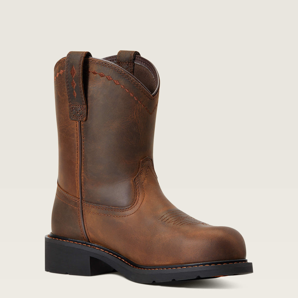 Fatbaby Work Pull-On Steel Toe Work Boot Women - DISTRESSED BROWN