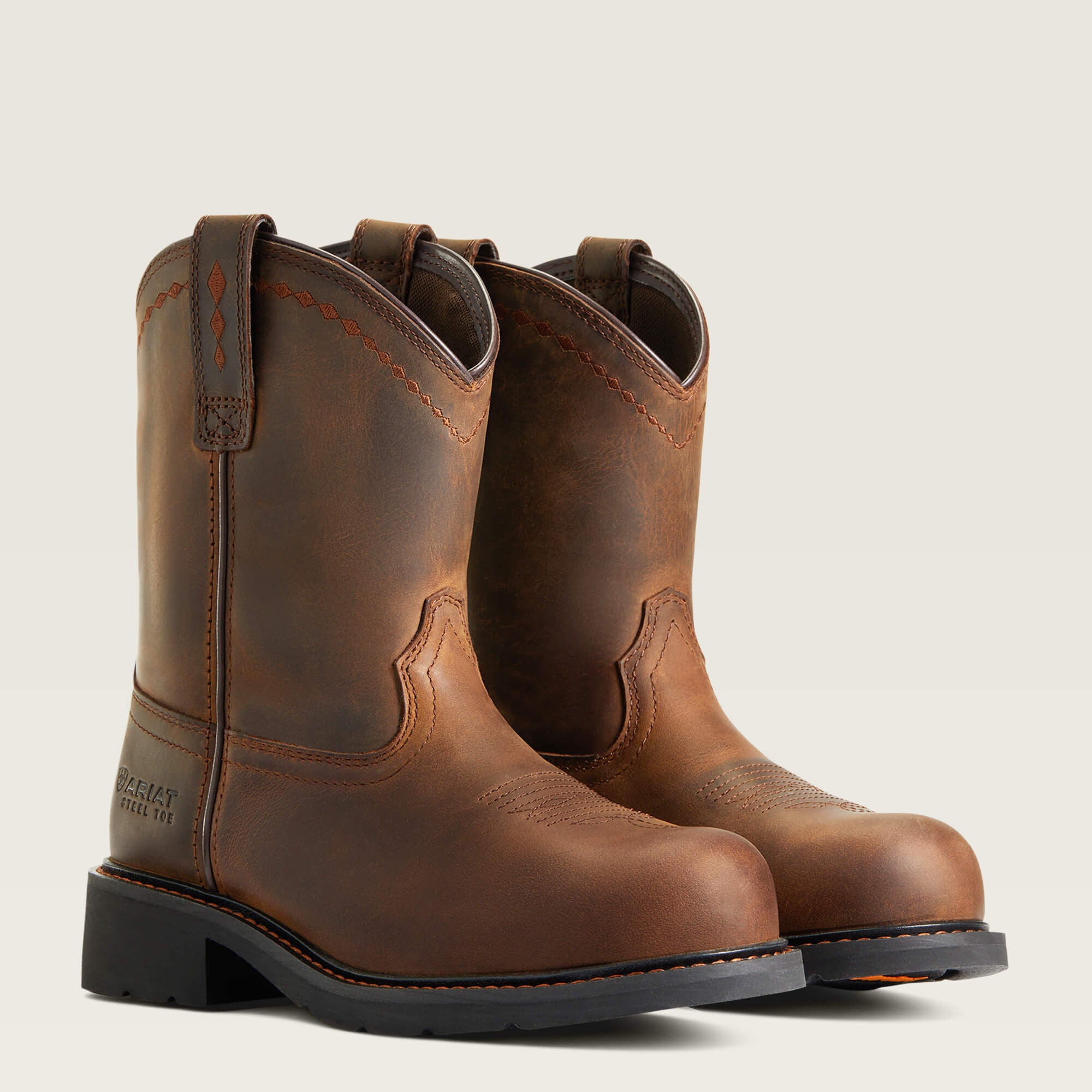 Fatbaby Work Pull-On Steel Toe Work Boot Women - DISTRESSED BROWN