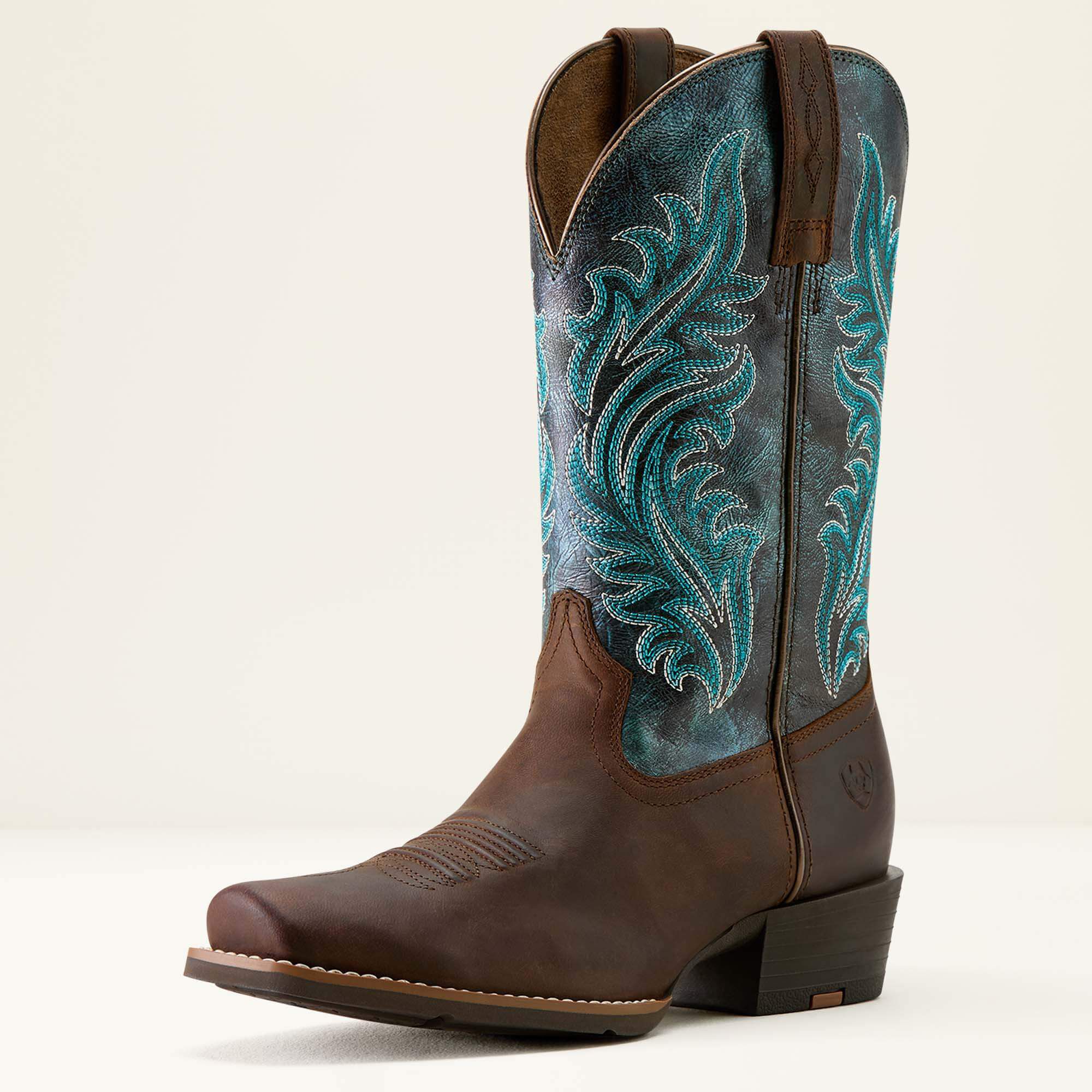 Round Up Narrow Cutter Toe Western Boot Women - SASSY BROWN/OCEAN WAVE