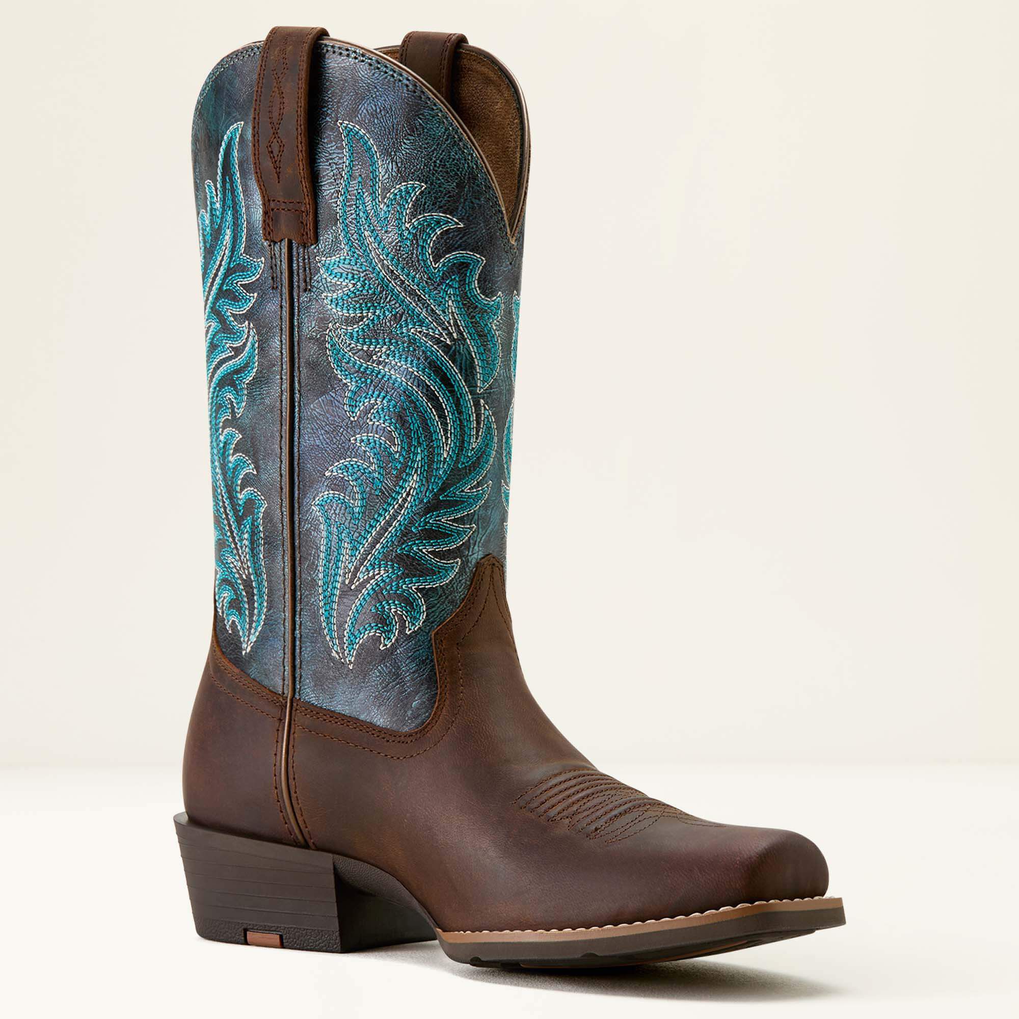 Round Up Narrow Cutter Toe Western Boot Women - SASSY BROWN/OCEAN WAVE