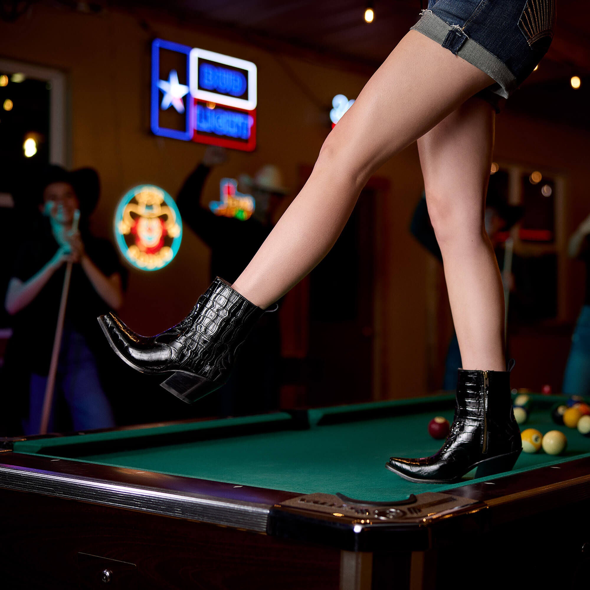 Jade X Toe Western Boot Women - LUXE CAVIAR CROC PRINT