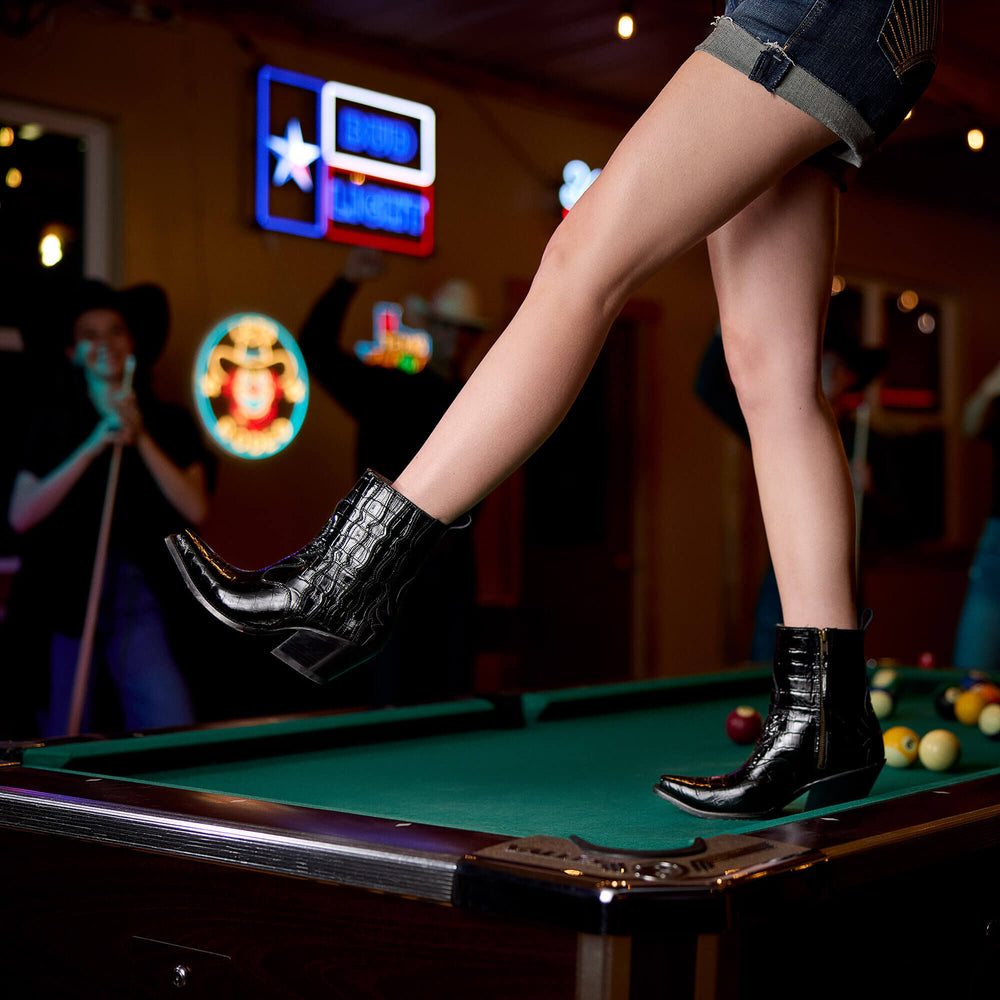 Jade X Toe Western Boot Women - LUXE CAVIAR CROC PRINT