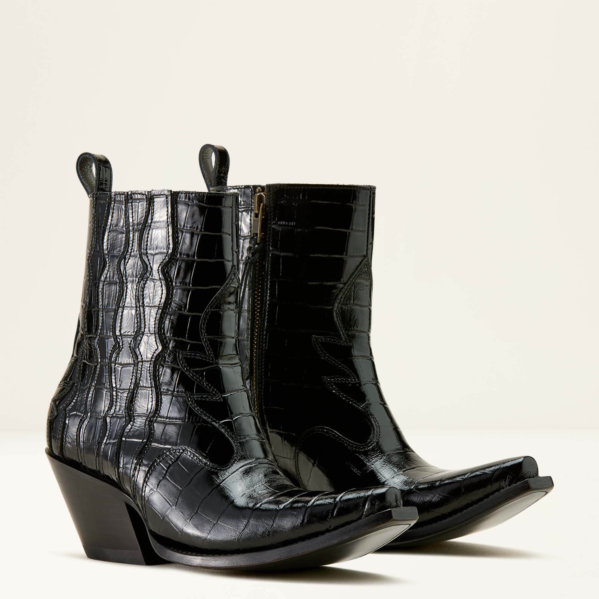 Jade X Toe Western Boot Women - LUXE CAVIAR CROC PRINT