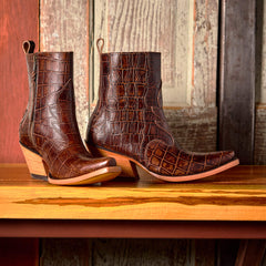 Jade X Toe Western Boot Women - LUXE ESPRESSO CROC PRINT