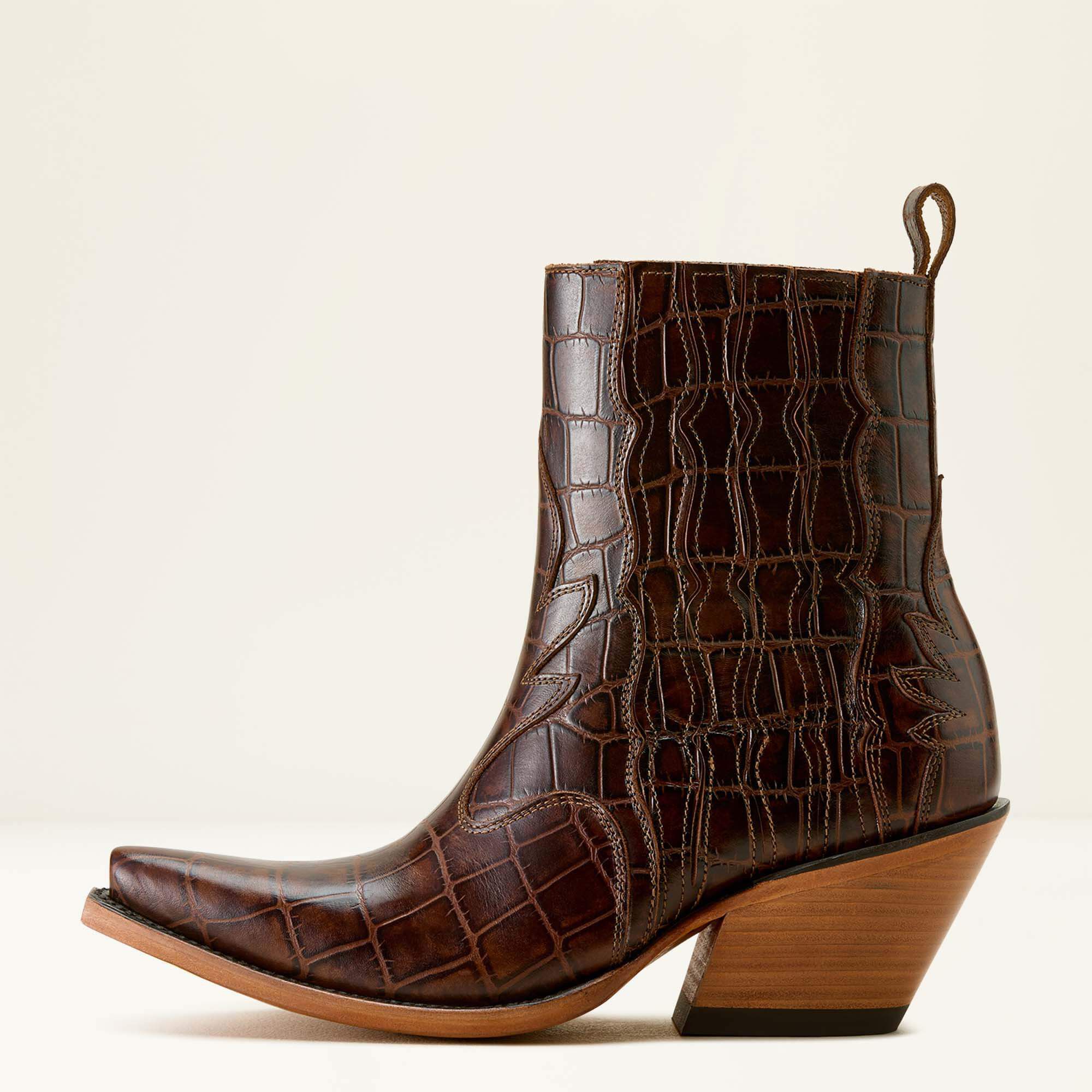 Jade X Toe Western Boot Women - LUXE ESPRESSO CROC PRINT