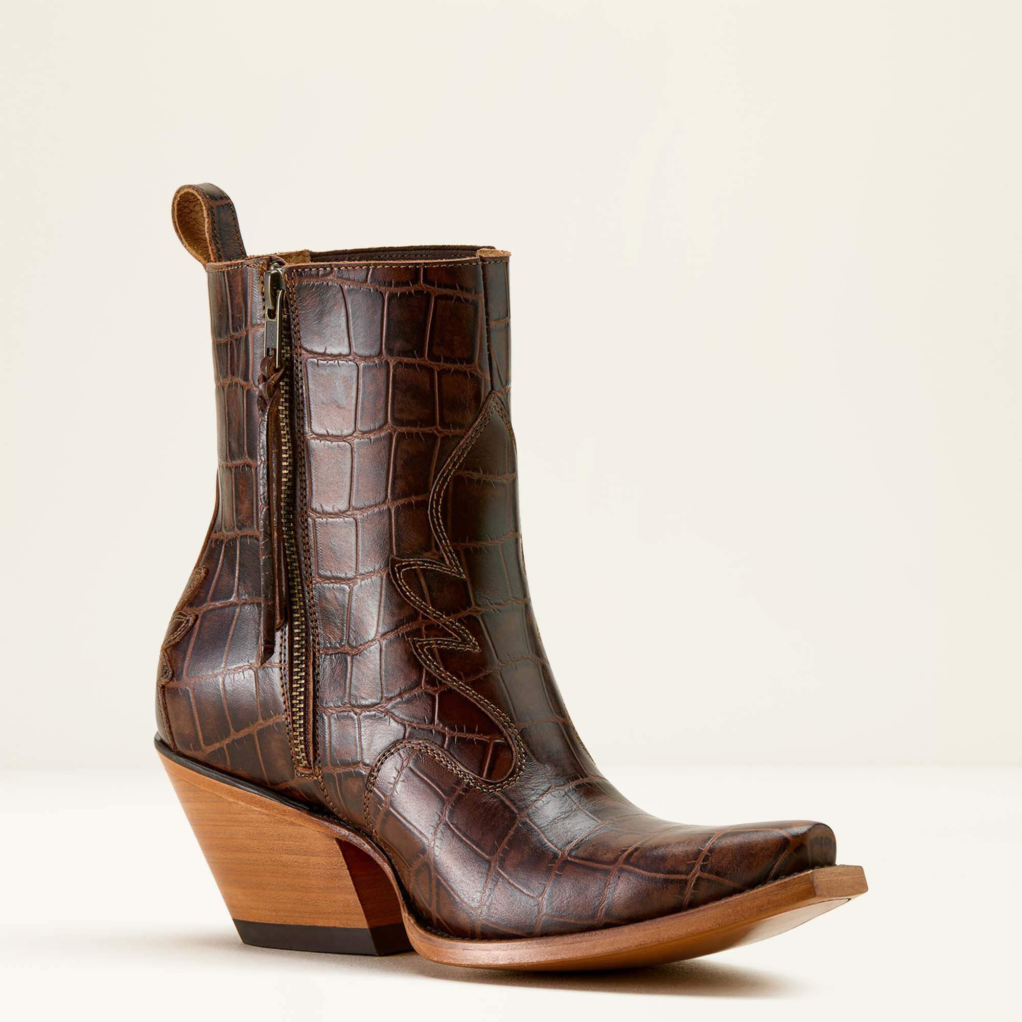 Jade X Toe Western Boot Women - LUXE ESPRESSO CROC PRINT