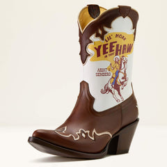 Bandida Sendero J Toe Western Boot Women - MOCHA TAN/YEEHAW PRINT