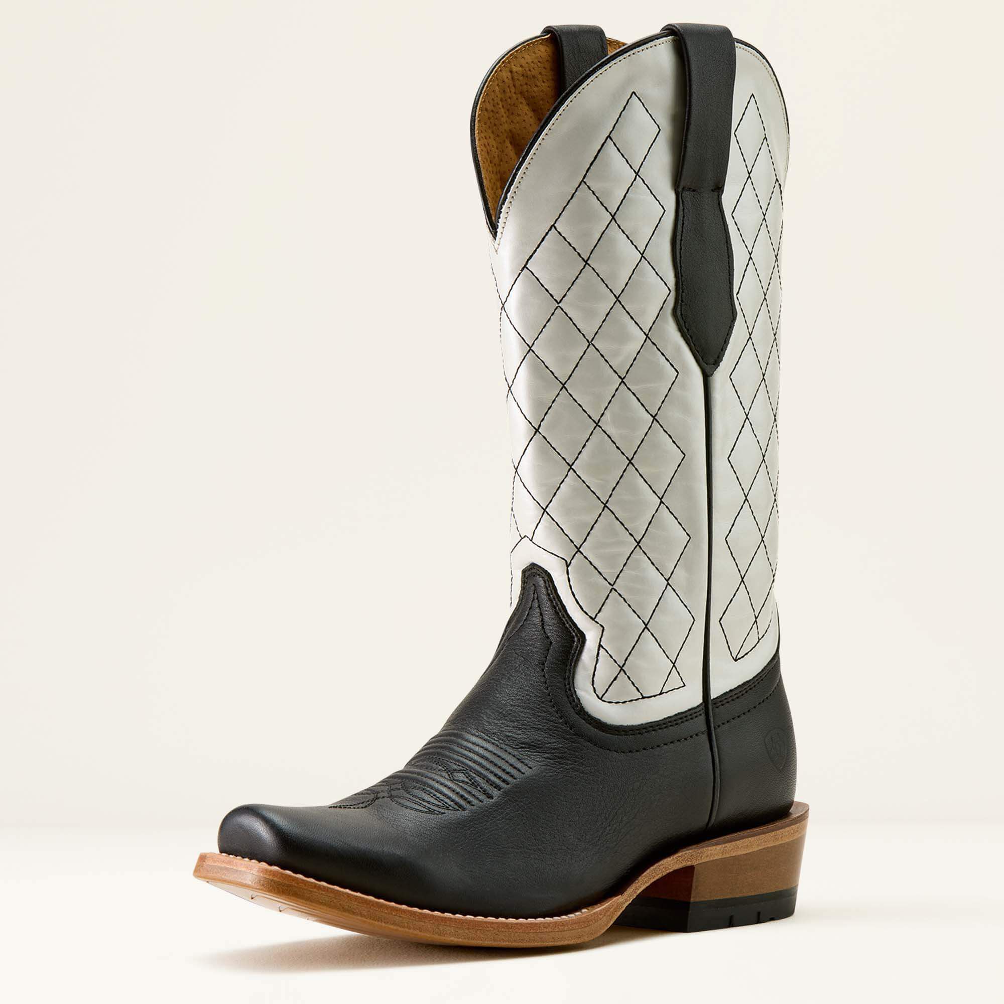 Futurity Denton Narrow Cutter Toe Western Boot Women - LITTLE BLACK DRESS/BRIGHT PEARL