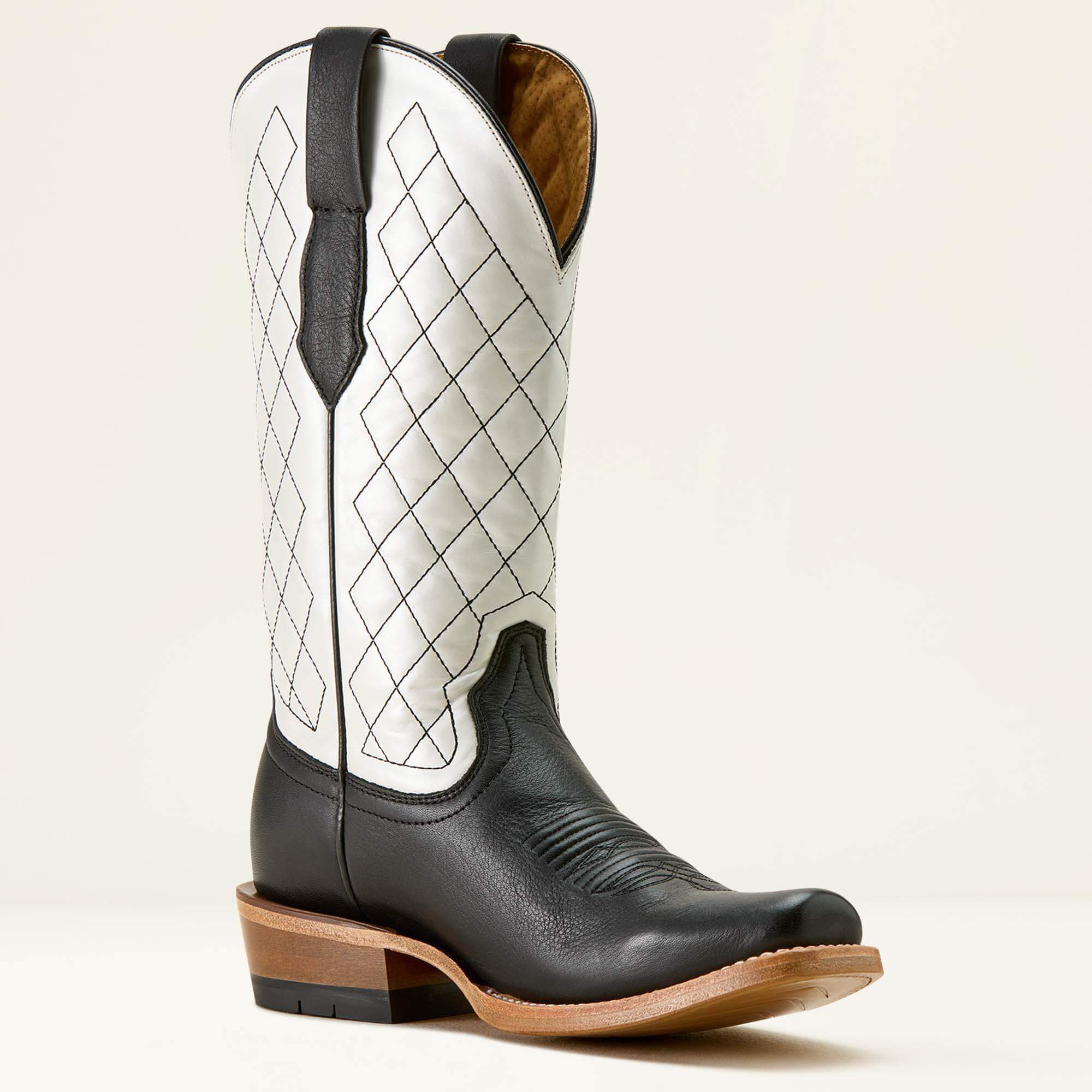 Futurity Denton Narrow Cutter Toe Western Boot Women - LITTLE BLACK DRESS/BRIGHT PEARL