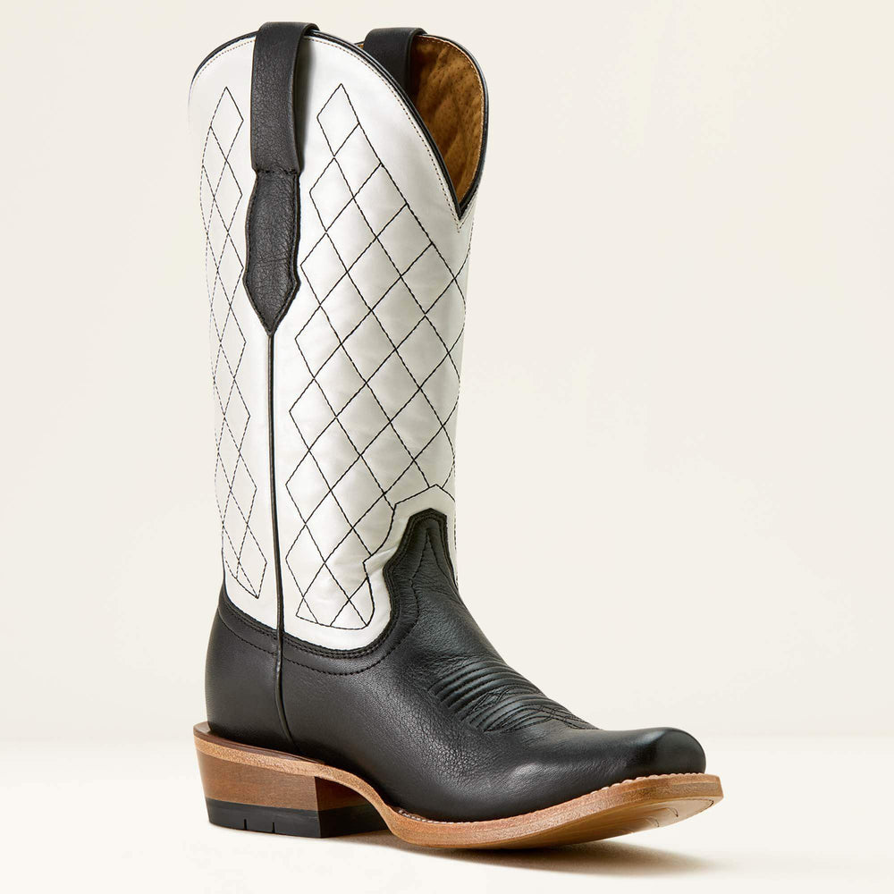 Futurity Denton Narrow Cutter Toe Western Boot Women - LITTLE BLACK DRESS/BRIGHT PEARL