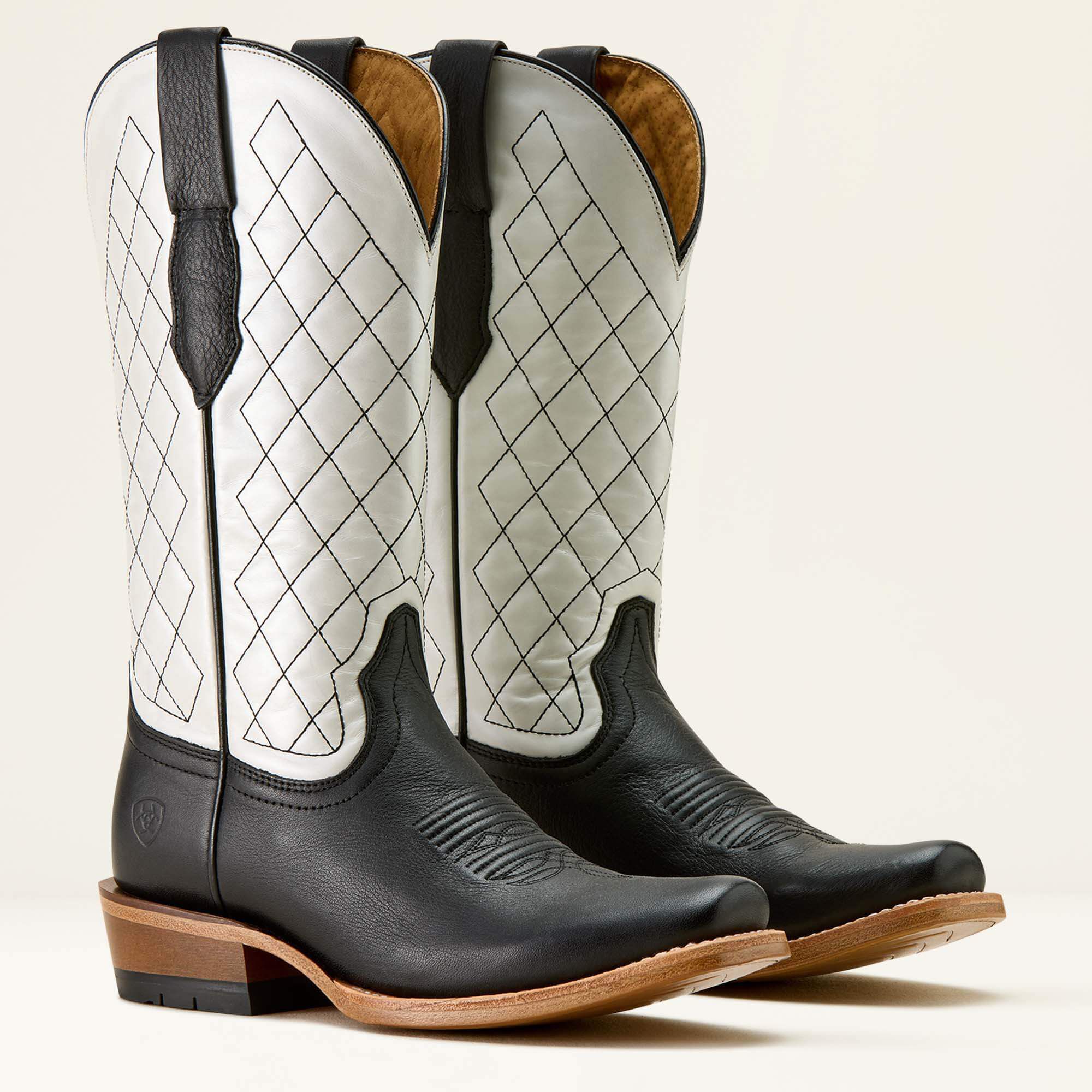 Futurity Denton Narrow Cutter Toe Western Boot Women - LITTLE BLACK DRESS/BRIGHT PEARL