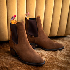 Bench Made Eleanor Almond Toe Chelsea Boot Women - CHESTNUT SUEDE