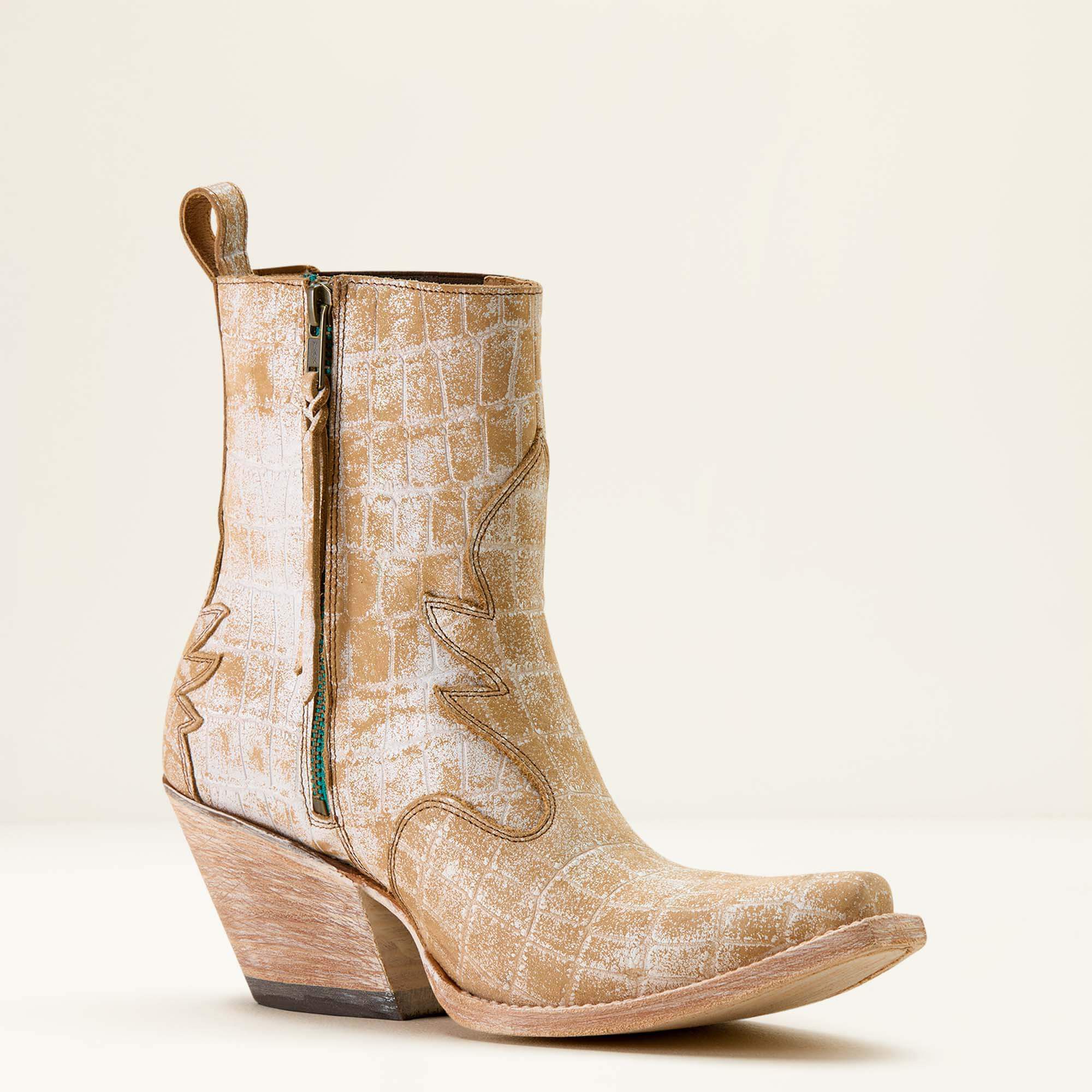 Jade X Toe Western Boot Women - DISTRESSED CREMA CROC PRINT