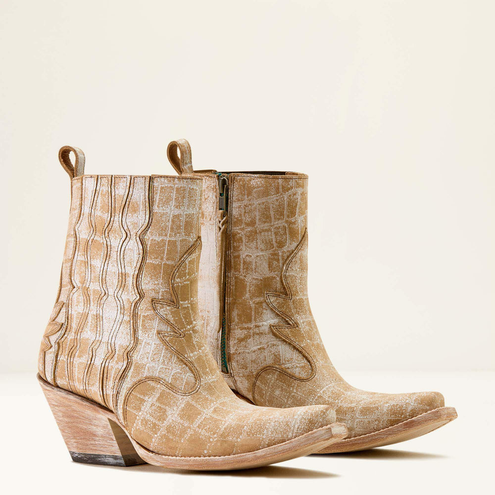 Jade X Toe Western Boot Women - DISTRESSED CREMA CROC PRINT
