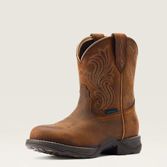 Anthem Round Toe Shortie Waterproof Western Boot Women - GLAZED BROWN
