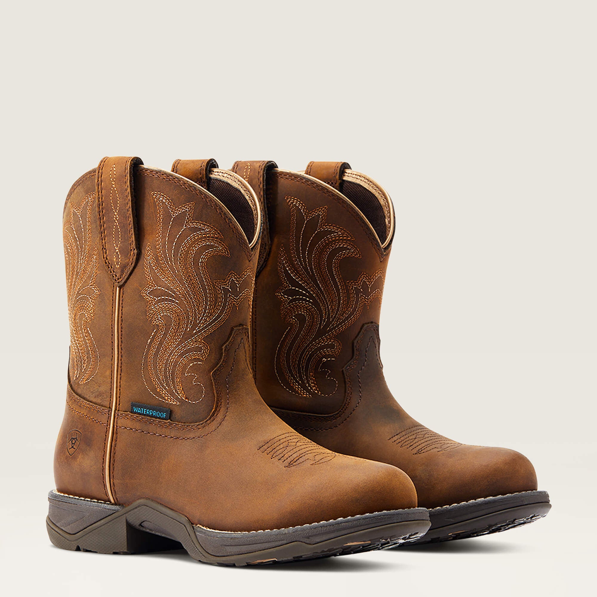 Anthem Round Toe Shortie Waterproof Western Boot Women - GLAZED BROWN