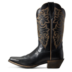 Round Up Square Toe Western Boot Women - LIMOUSINE BLACK