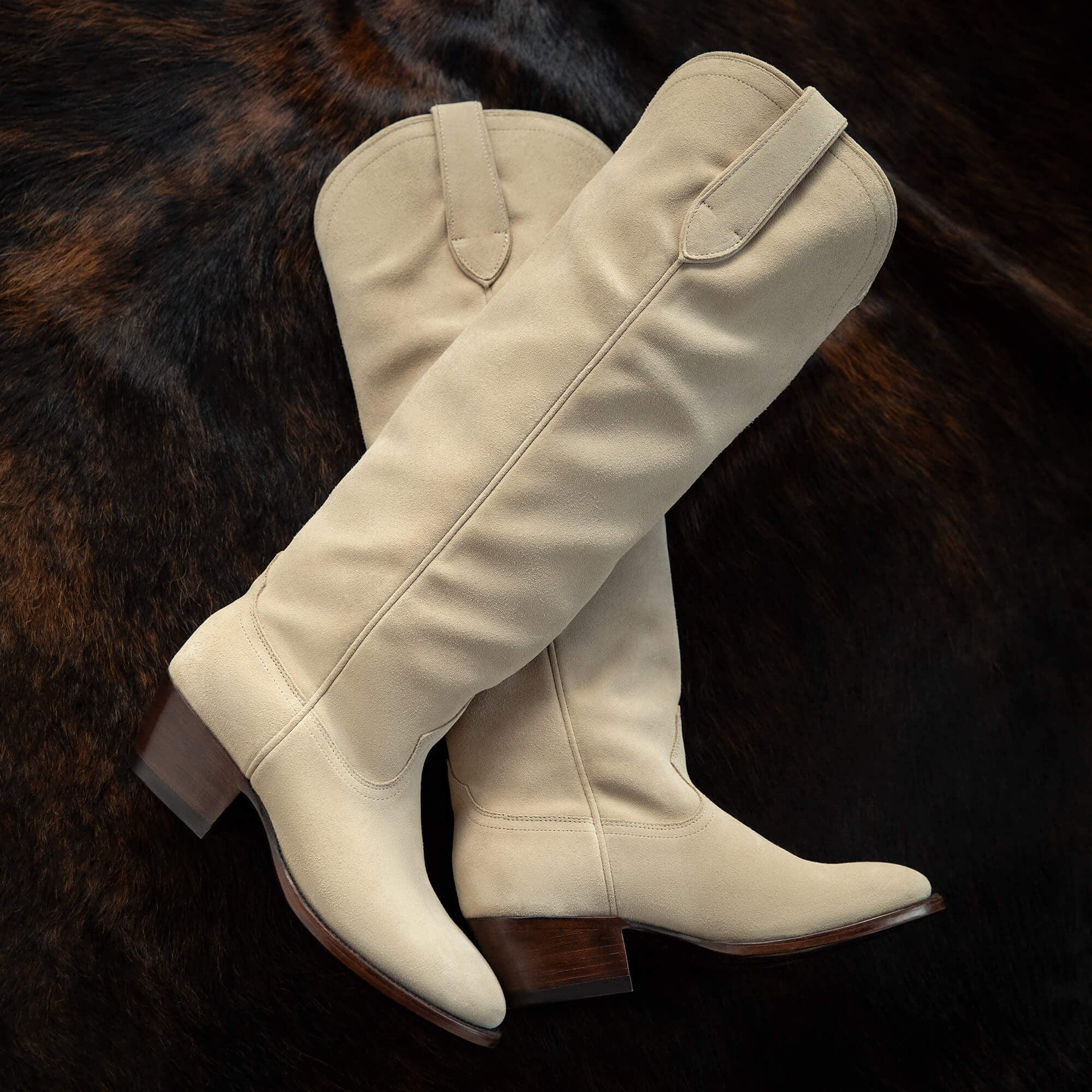 Bench Made Chaney Almond Toe Western Boot Women - LIGHT FAWN SUEDE
