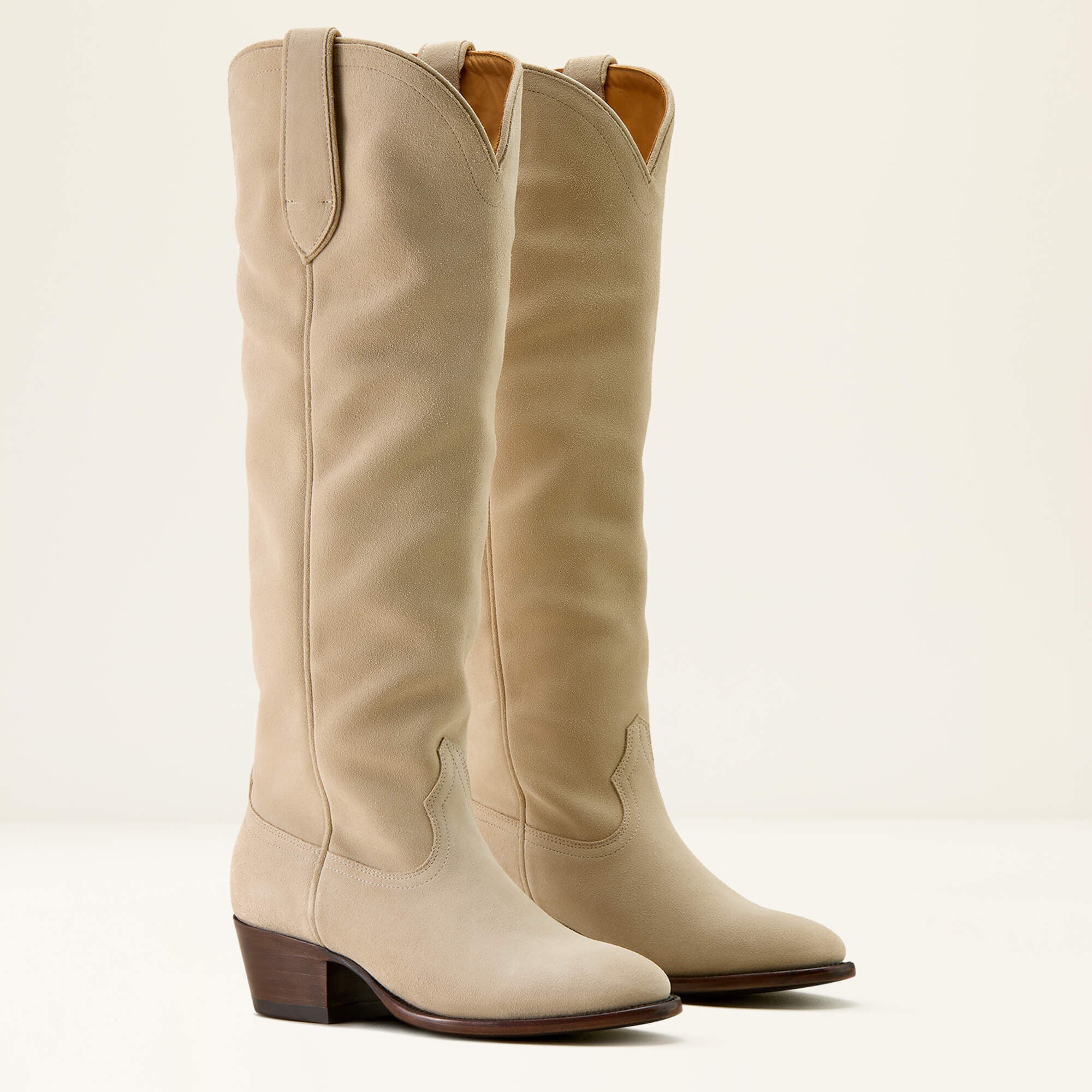 Bench Made Chaney Almond Toe Western Boot Women - LIGHT FAWN SUEDE