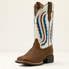 Hybrid Ranchwork VentTEK 360 Western Boot Women - DISTRESSED BROWN/CREMA