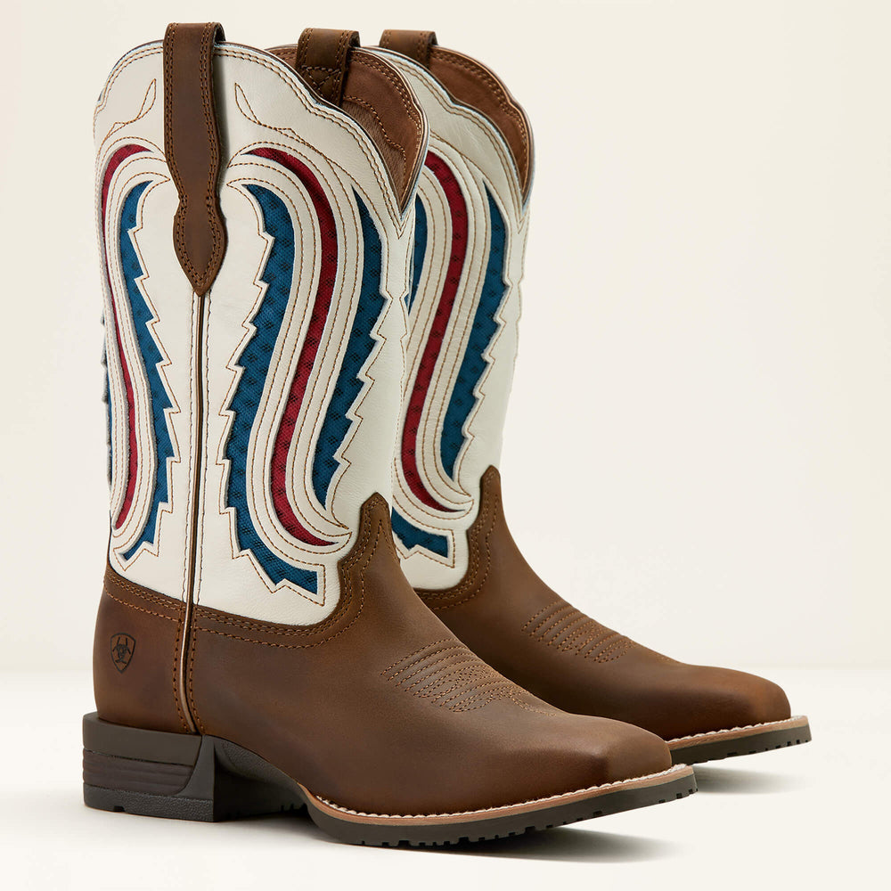 Hybrid Ranchwork VentTEK 360 Western Boot Women - DISTRESSED BROWN/CREMA