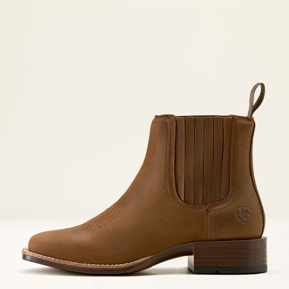 Booker Chelsea Wide Square Toe Western Boot Women - DISTRESSED BROWN