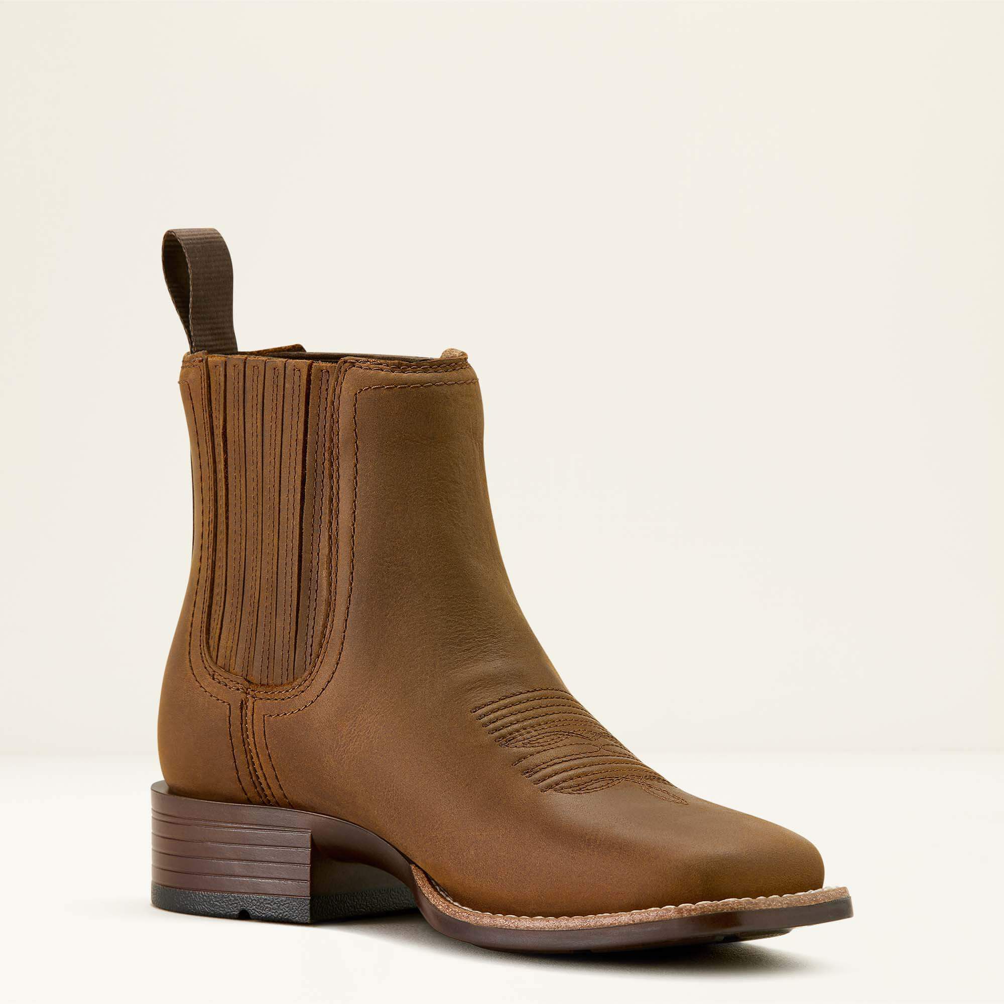 Booker Chelsea Wide Square Toe Western Boot Women - DISTRESSED BROWN