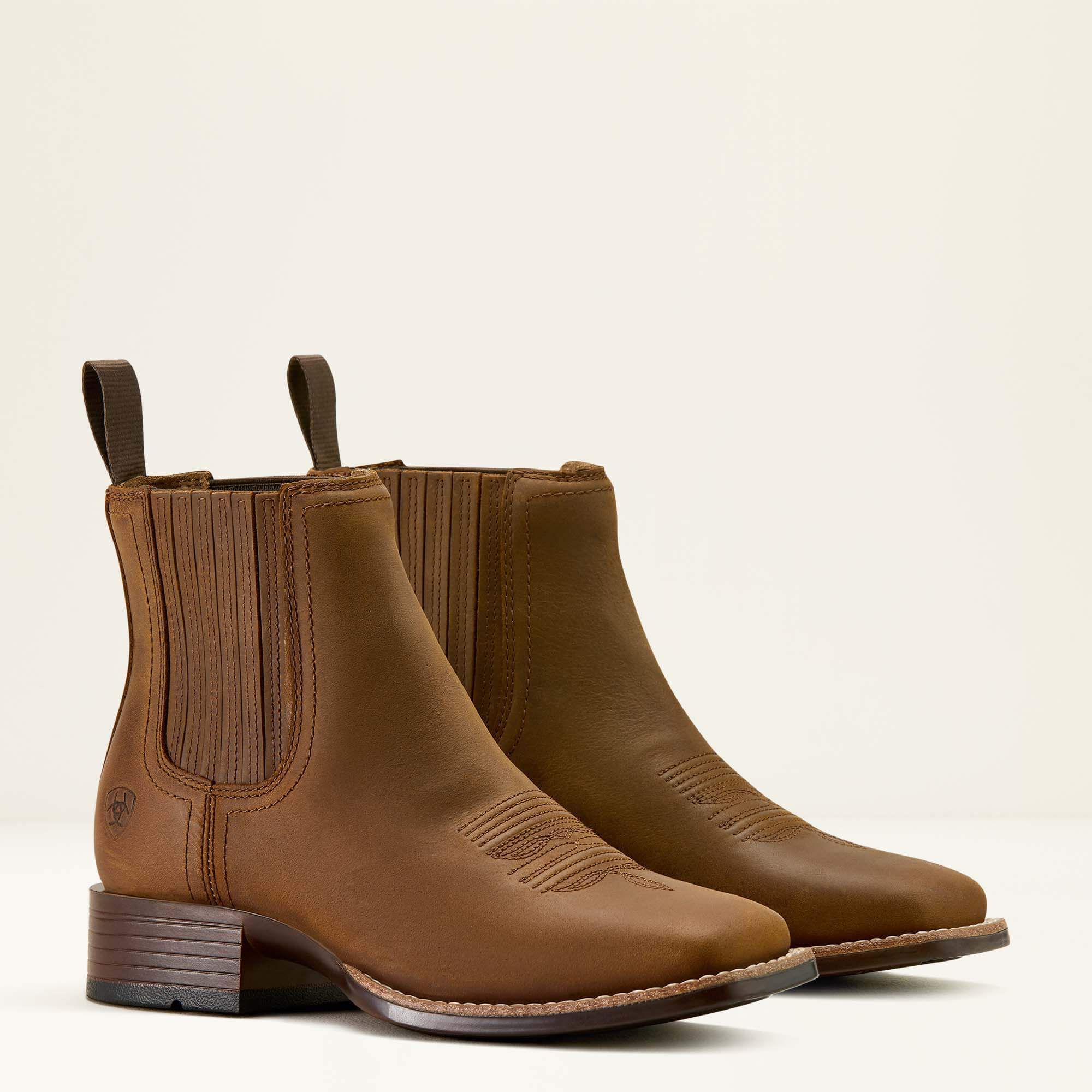 Booker Chelsea Wide Square Toe Western Boot Women - DISTRESSED BROWN