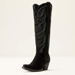 Laramie X Toe Western Boot Women - DISTRESSED BLACK SUEDE