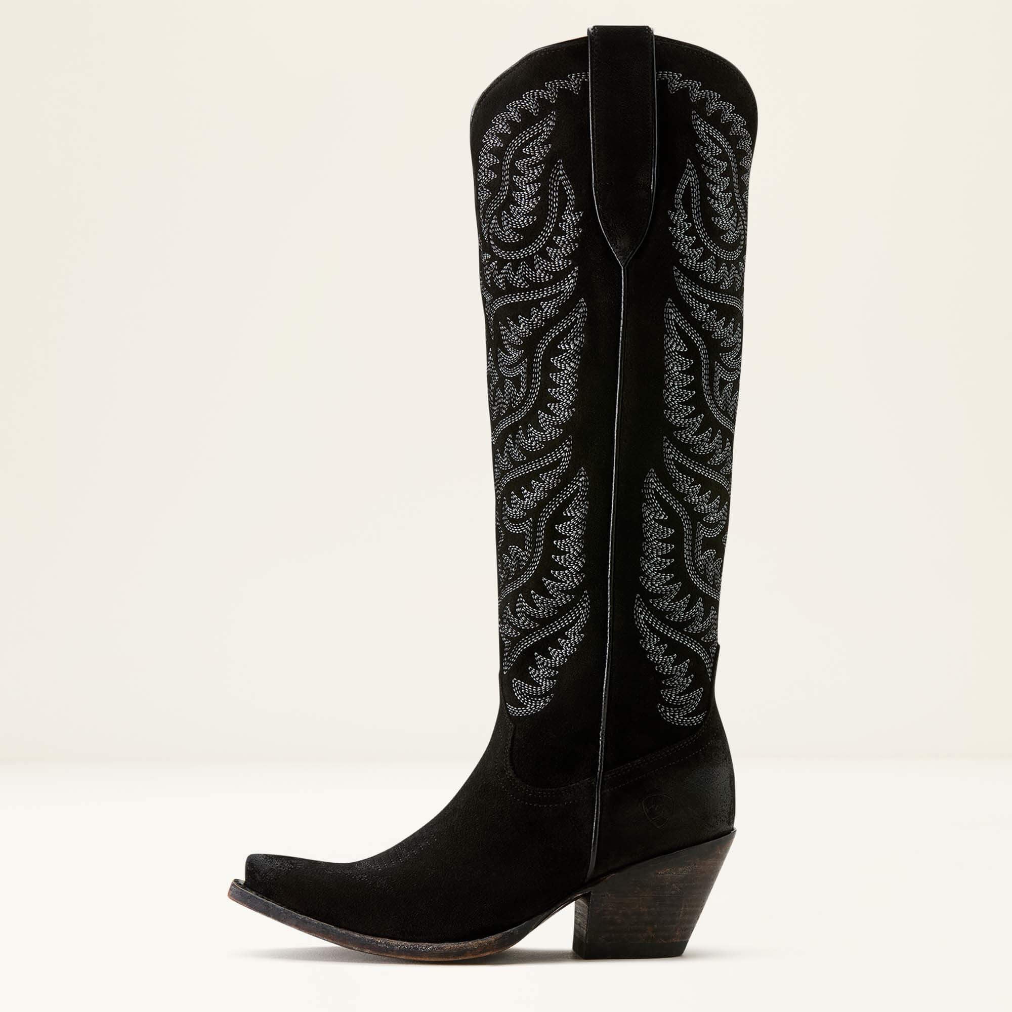 Laramie X Toe Western Boot Women - DISTRESSED BLACK SUEDE