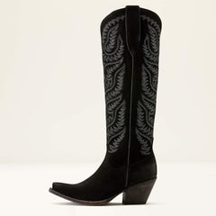 Laramie X Toe Western Boot Women - DISTRESSED BLACK SUEDE