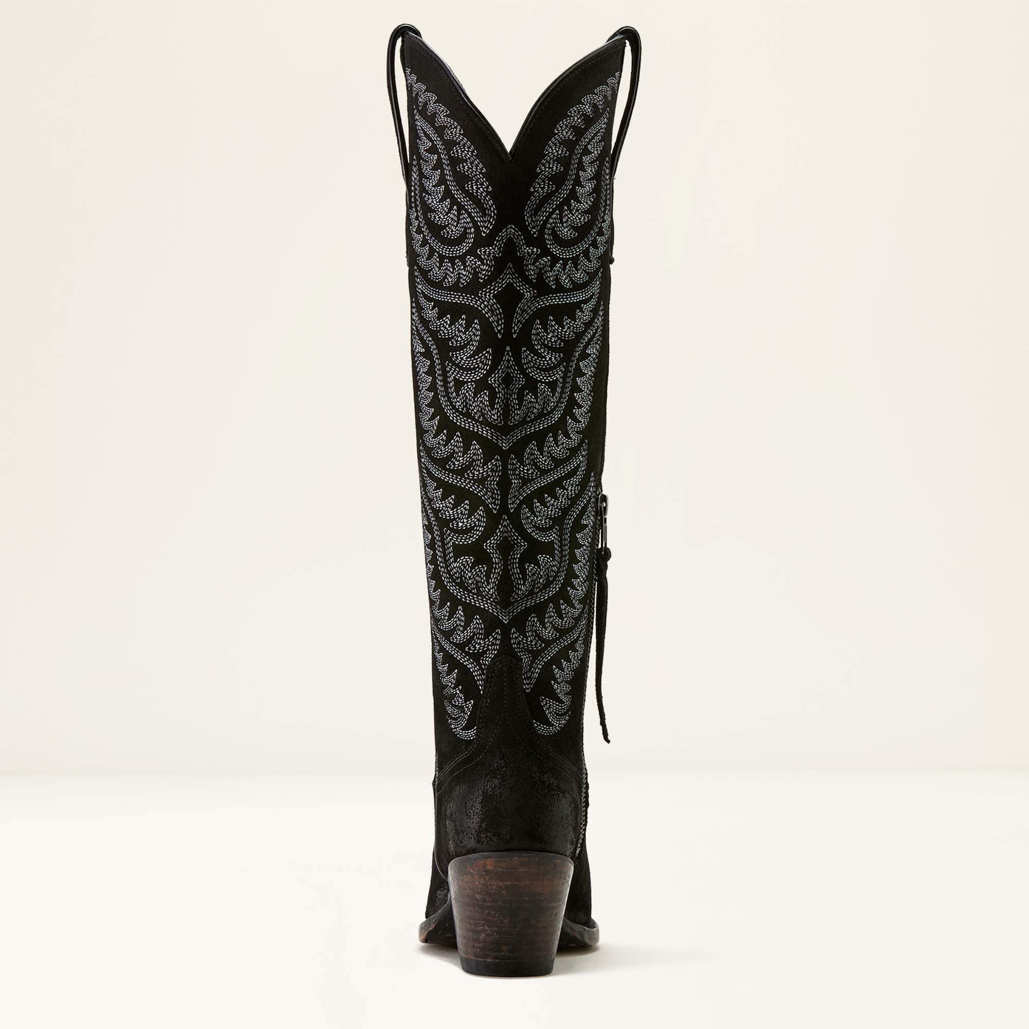 Laramie X Toe Western Boot Women - DISTRESSED BLACK SUEDE
