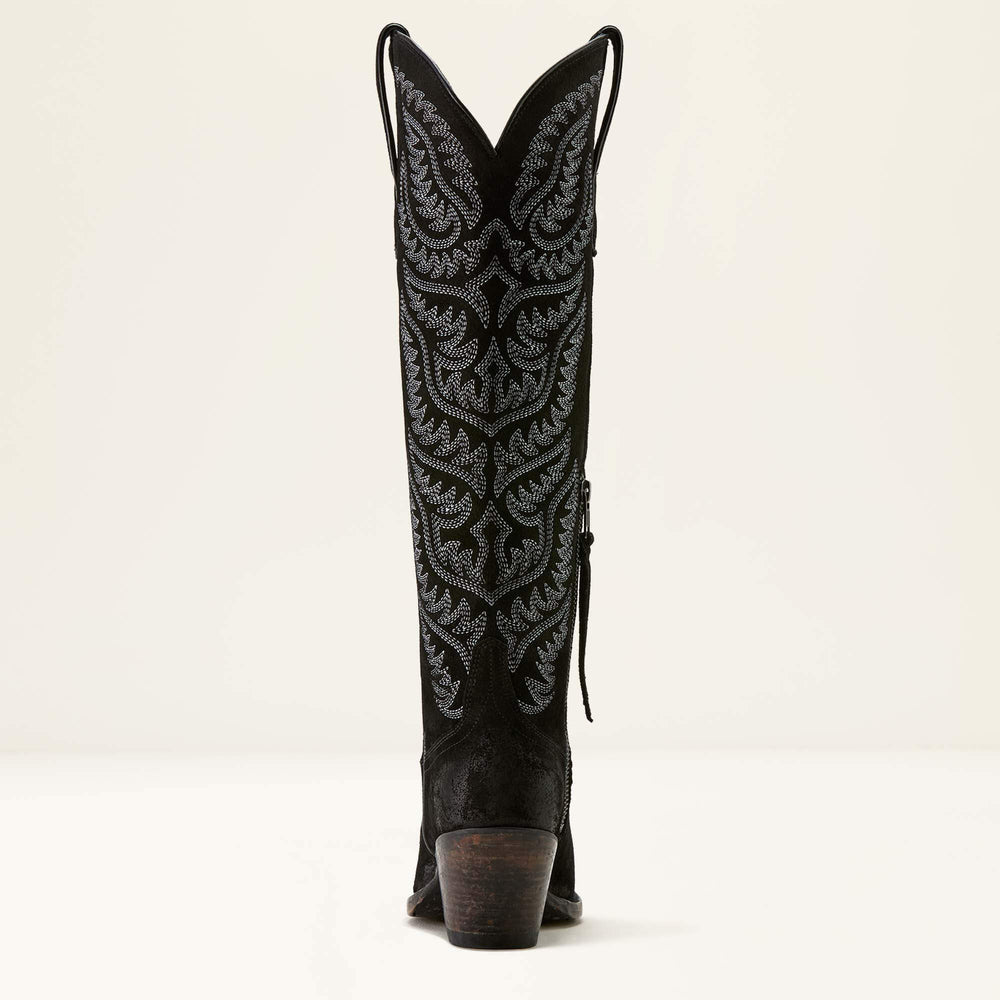 Laramie X Toe Western Boot Women - DISTRESSED BLACK SUEDE