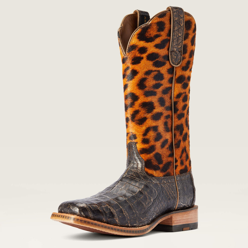 Donatella Western Boot Women - BRUSHED CHOCOLATE CAIMAN BELLY