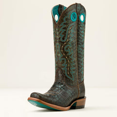 Futurity Boon Western Boot Women - CROC PRINT SHINE