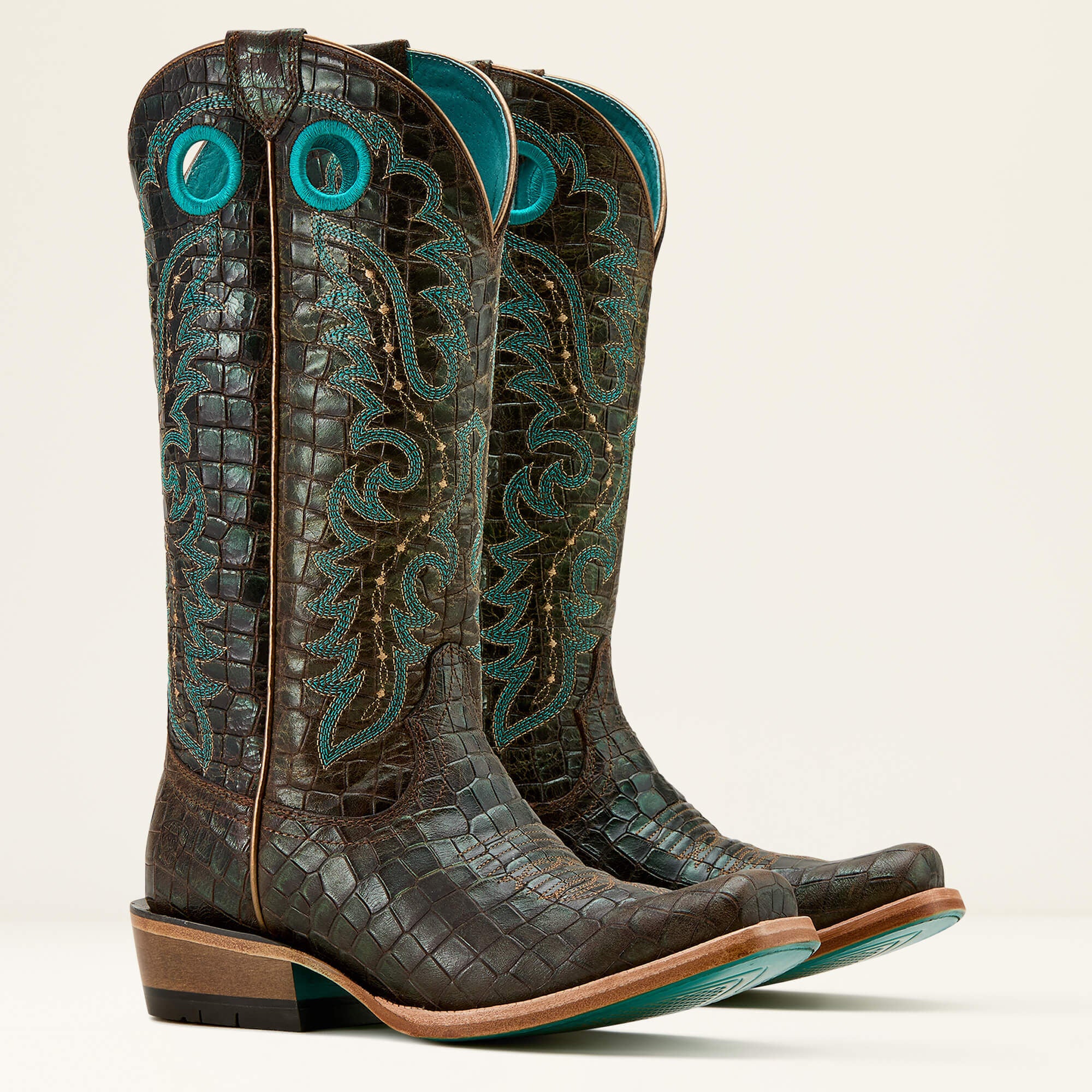 Futurity Boon Western Boot Women - CROC PRINT SHINE