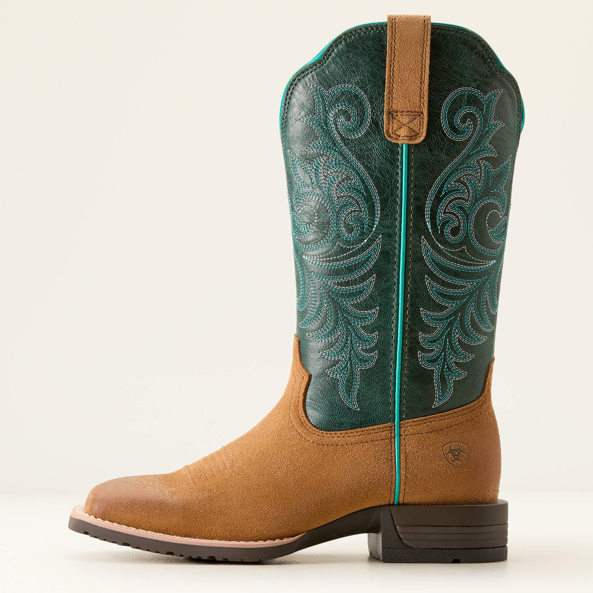 Hybrid Ranch Time Western Boot Women - ACORN ROUGHOUT/DEEP TEAL