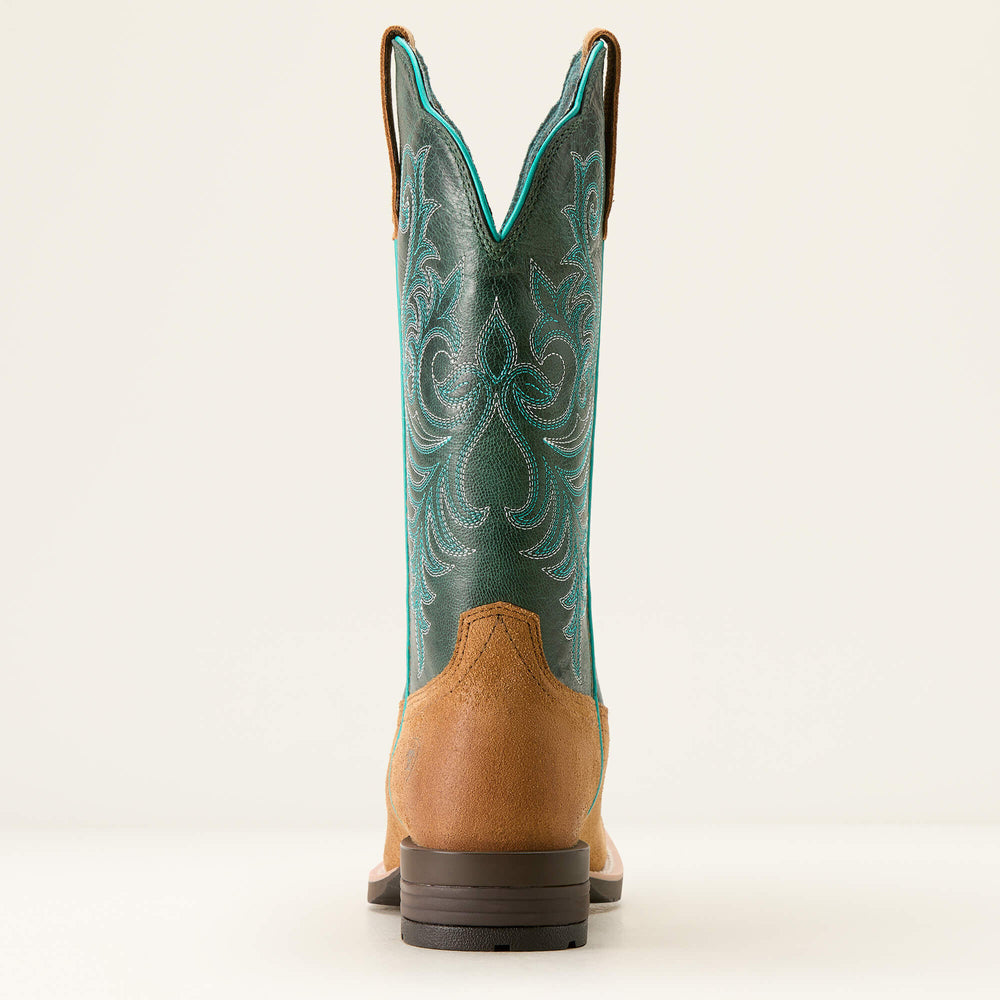 Hybrid Ranch Time Western Boot Women - ACORN ROUGHOUT/DEEP TEAL
